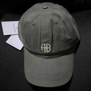 NWT Authentic Anine Bing “Rare” Dark Olive Green Jeremy Baseball Cap 💯 Cotton